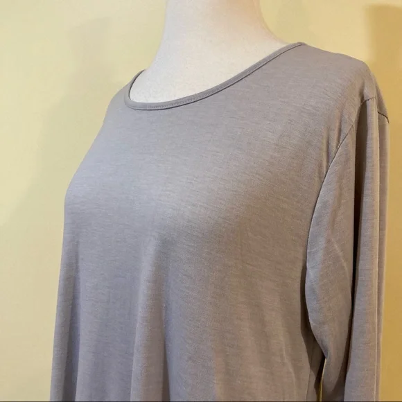 Trapeze Swing Long Sleeve Tunic Dress With Pockets Silver Grey - Picture 5 of 6